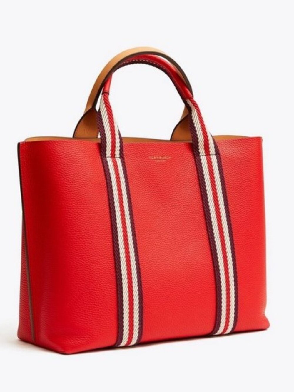 ❤️ NEW Tory Burch Perry Multi Stripe RED Triple Compartment Tote Bag